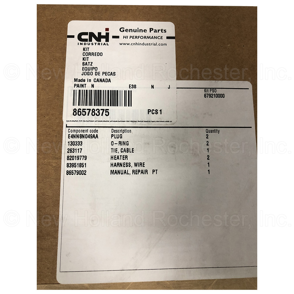 New Holland Block Heater Kit Part 86578375 New Holland Rochester