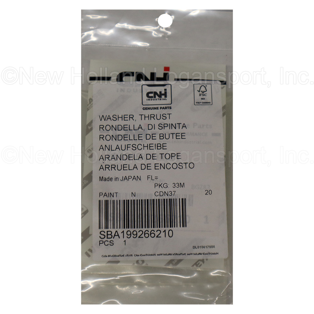 New Holland Thrust Washer Part # SBA199266210 - Image 2