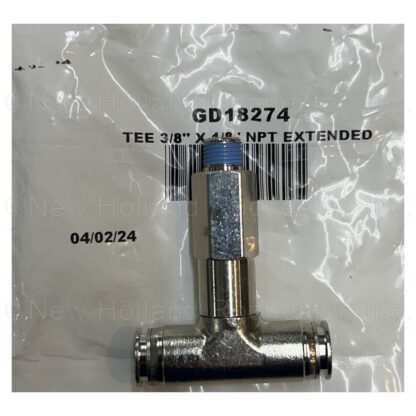 Kinze Push Row Unit Tee 3/8" x 1/8" NPT Extended Part # GD18274