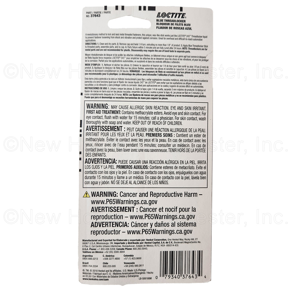 LOCTITE 9g Blue Stick Threadlocker Part # MC37643 - Image 2