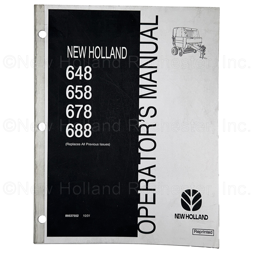 New Holland 648 658 678 688 Round Baler Operator's Manual Part # 86637552