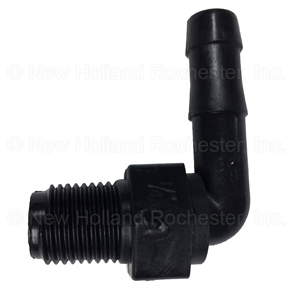 New Holland 1/4" Male Thread x 3/8" 90-Deg Hose Barb Fitting Part # 84325033