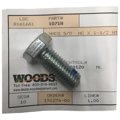 Woods 5/8" x 1-1/2" L Bolt Part # 10718