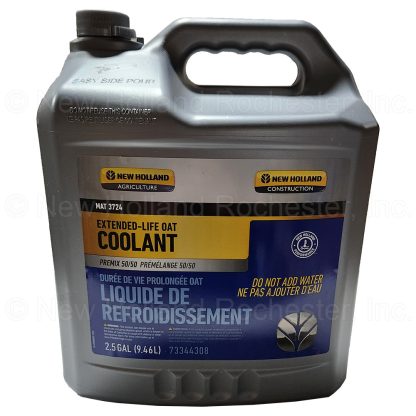 New Holland 2.5 Gal Extended Life OAT Coolant / Antifreeze - Premix 50/50 MAT 3724 Part # 73344308