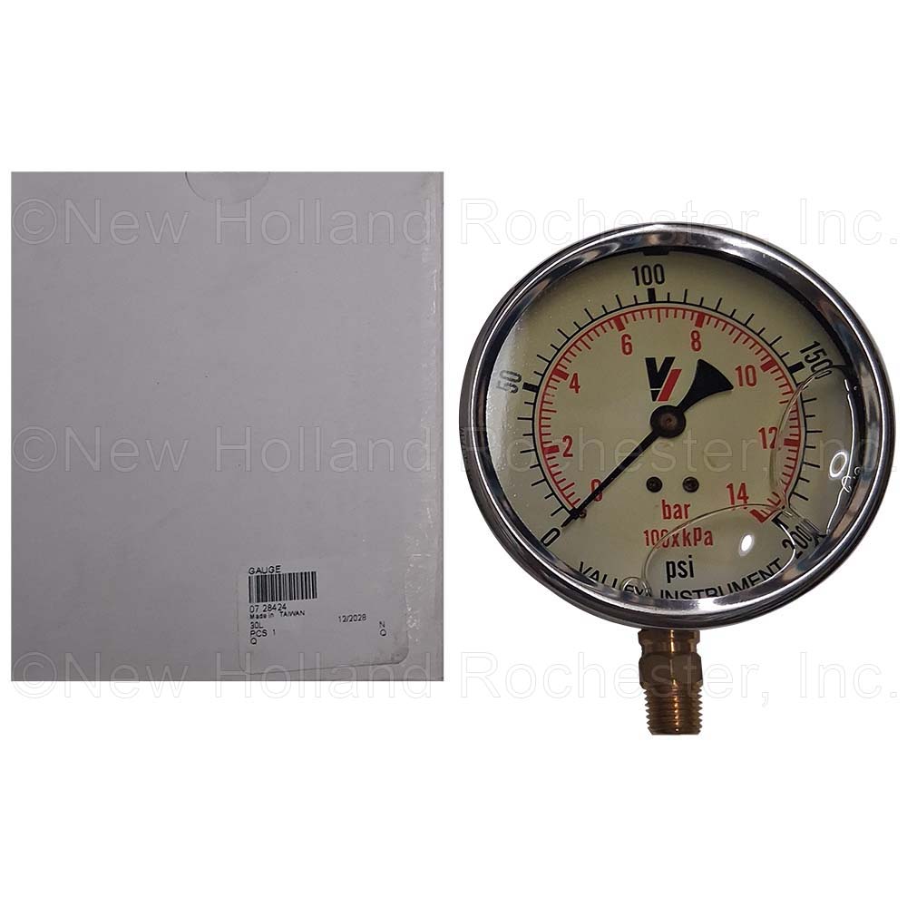 New Holland 200 PSI 4" SS Liquid Filled Gauge Part # 07.28424 - Image 2