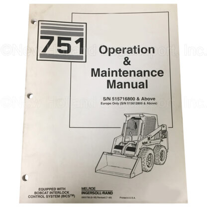 Bobcat 751 LDR Operator Manual Part # 6900786