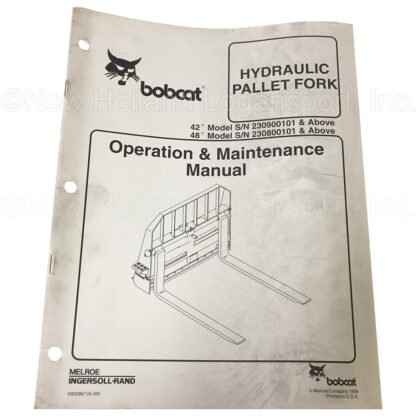 Bobcat Hydraulic Pallet Fork Operators Manual Part # 6900867