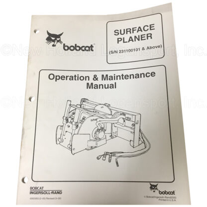 Bobcat Surface Planer Operators Manual Part # 6900993