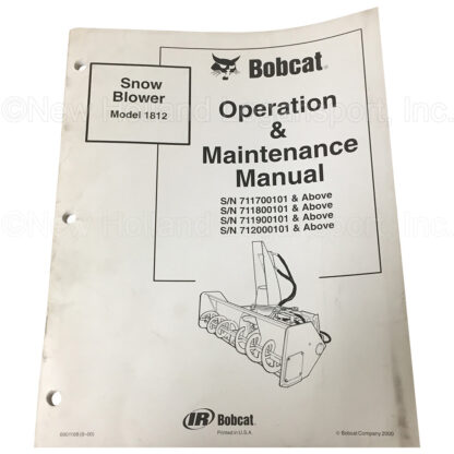 Bobcat Snow Blower Operators Manual Part # 6901168