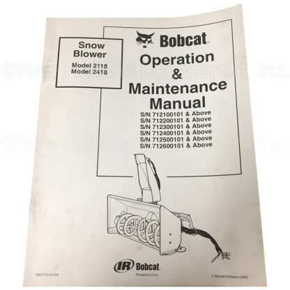 Bobcat Snow Blower Operators Manual Part # 6901170