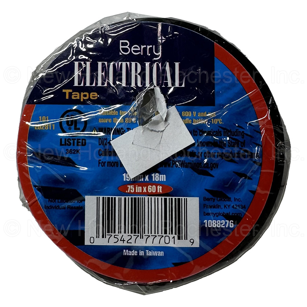 Berry Plastics 3/4" x 60' Black General Purpose PVC Electrical Tape Part # TAPE-ELECTRIC