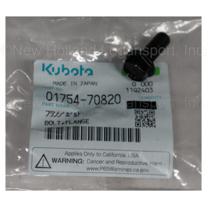 Kubota M8 x 1.25 x 20mm Bolt Part # 01754-70820