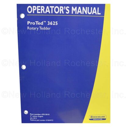 New Holland Rotary Tedder 3625 Operators Manual Part # 47513515