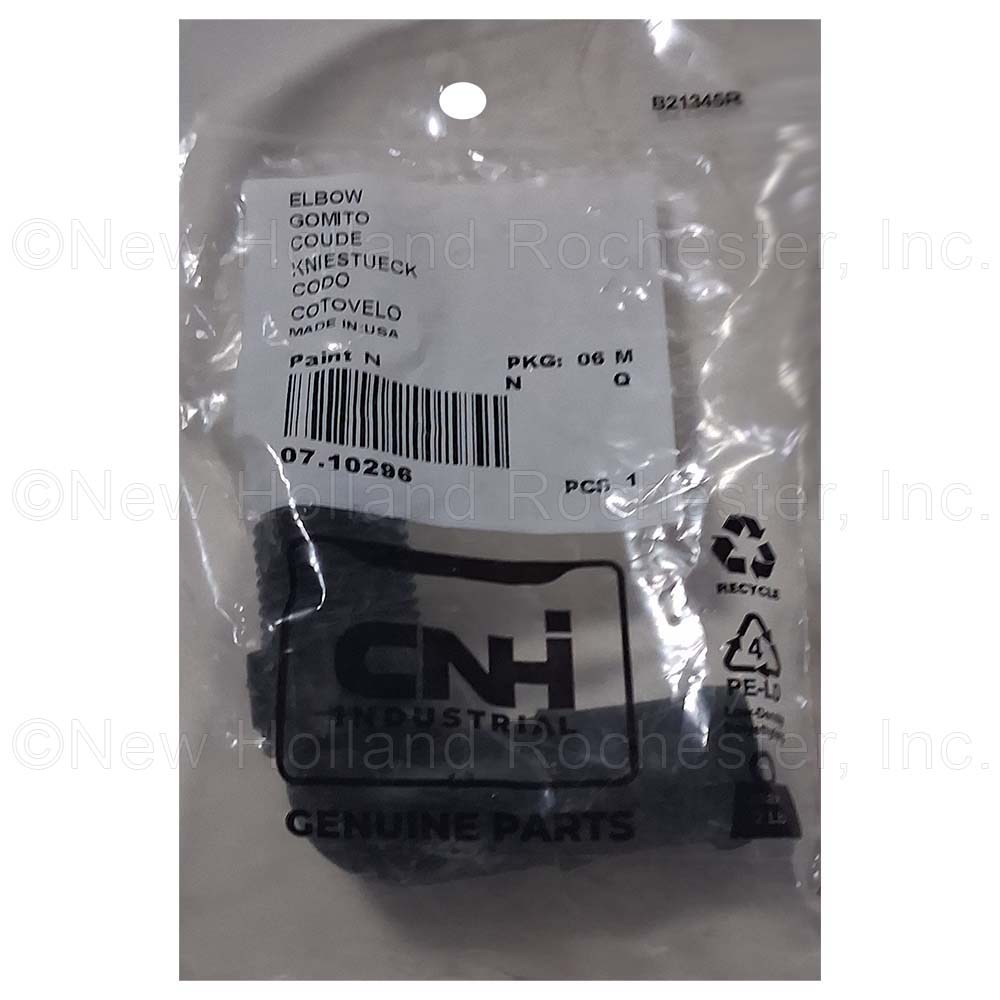 New Holland 1/2'' Male Thread x 3/4'' 90 Degree Hose Barb Elbow Part # 07.10296 - Image 2